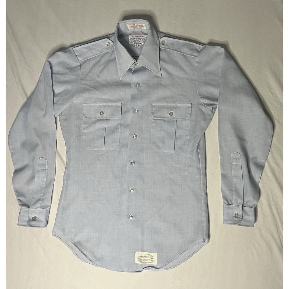 Creighton Navy Dress Uniform Shirt Men's Size 15-34 Blue Long Sleeve Button Up